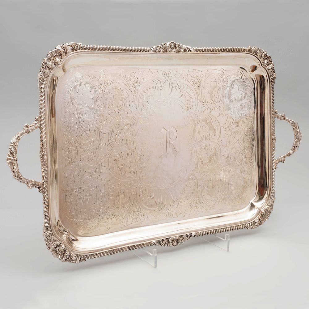 Appraisal: Edward VII Silver Two Handled Tray Carrington Co London monogrammed