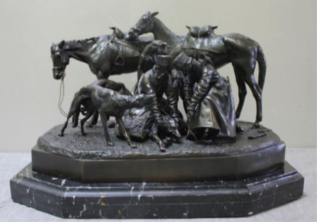 Appraisal: After Nickolai Ivanovich Lieberich Bronze Hunting Party Sculpture From a