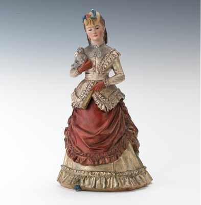 Appraisal: An Elegant Victorian Lady Tobacco Jar Moynet Large pottery figural