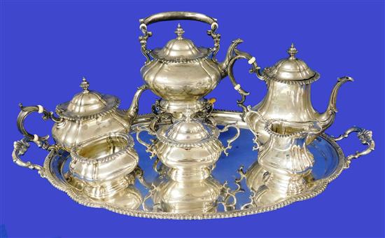 Appraisal: SILVER Gorham 'English Gadroon' sterling tea service seven pieces all