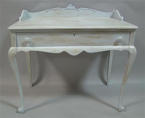 Appraisal: LOUIS XV STYLE PALE BLUE PAINTED DESK the rectangular top