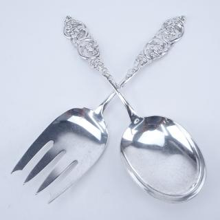 Appraisal: Amston Gladstone Sterling Silver Salad Set Signed and stamped Good