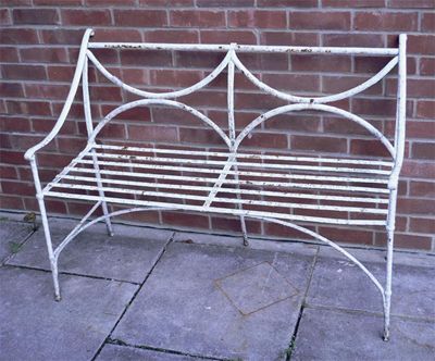 Appraisal: A white painted garden seat in Regency style in cm