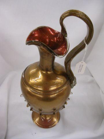 Appraisal: Italian Art Glass Ewer stunning adventurine with ruby interior tall