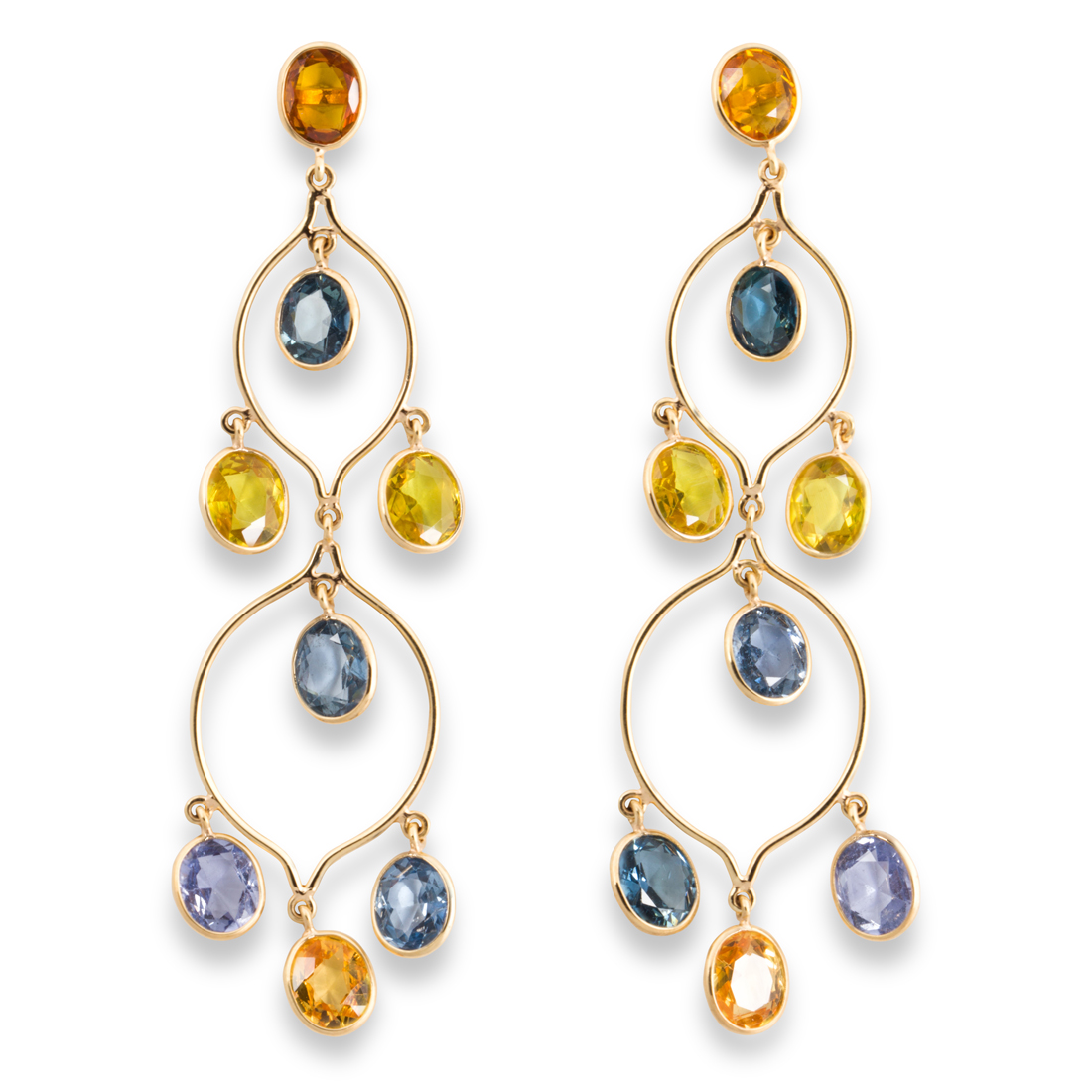 Appraisal: A PAIR OF BLUE OR YELLOW SAPPHIRE AND EIGHTEEN KARAT