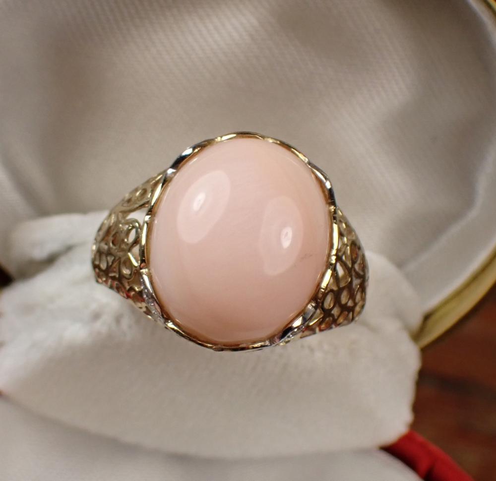 Appraisal: PINK CORAL AND FOURTEEN KARAT GOLD RING The k yellow