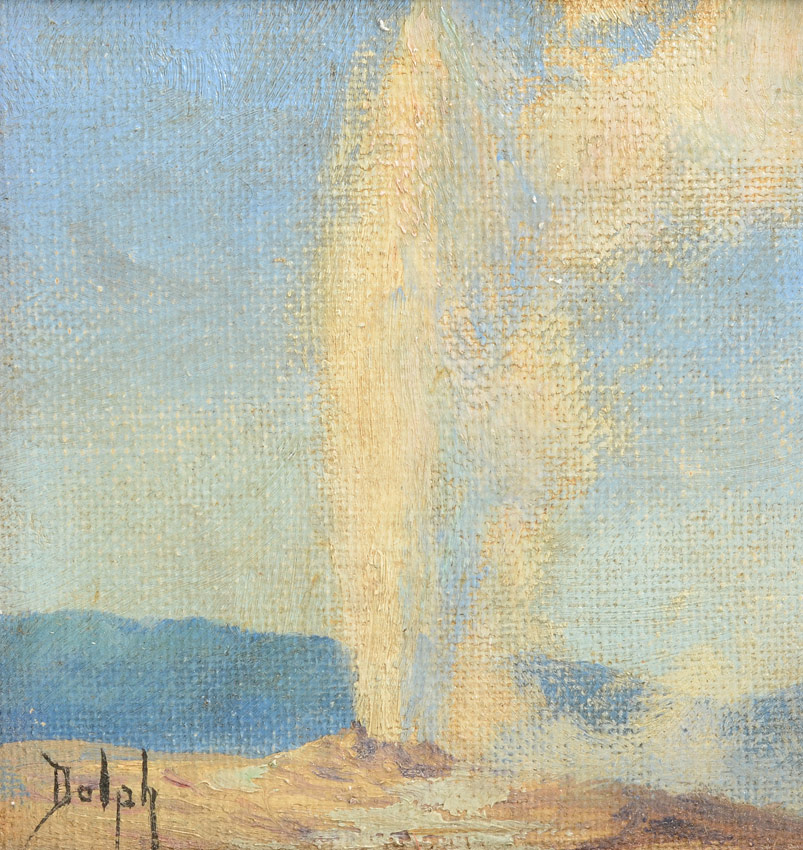 Appraisal: DOLPH Dorothy Marie American - ''Old Faithful'' geyser Oil Canvasboard