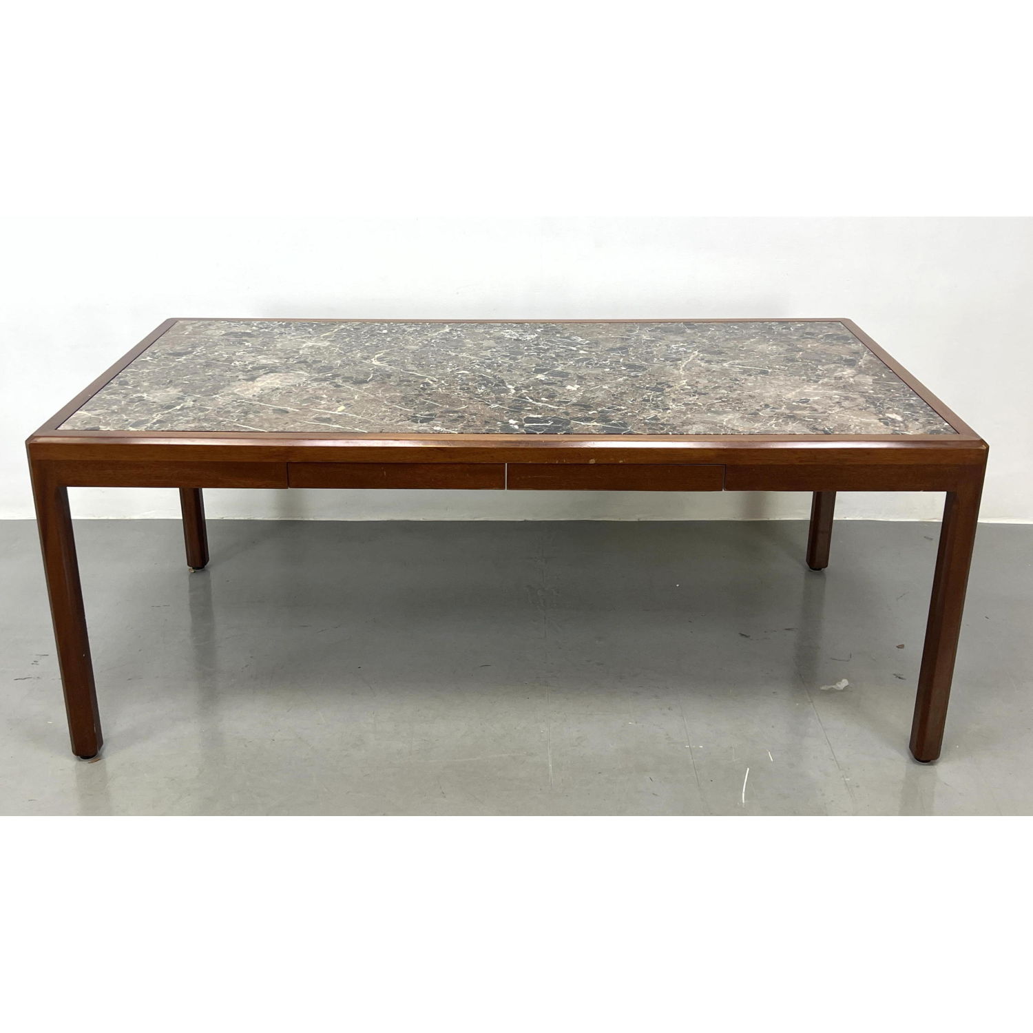 Appraisal: HELIKON Marble Top Desk Dining Table Inset figured marble Two