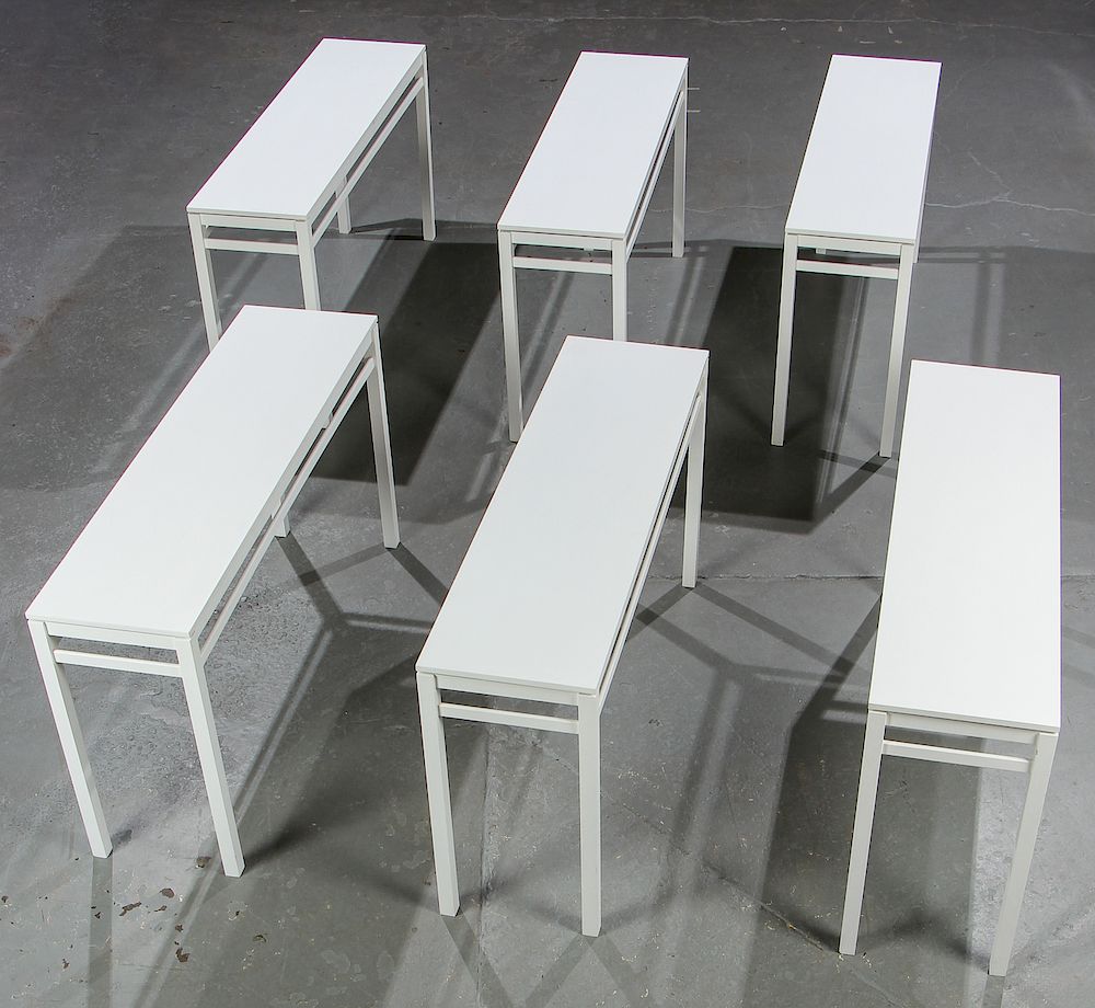 Appraisal: Modern Tall White Wood Tables Modern Tall White Wood Tables