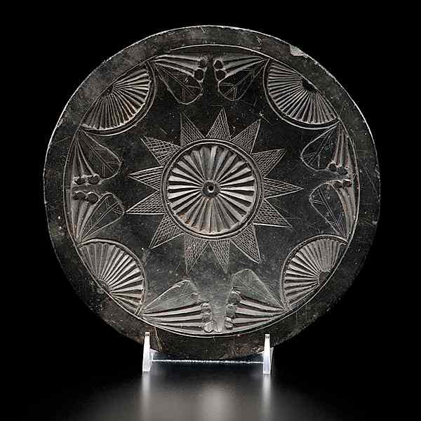 Appraisal: Haida Argillite Plate both sides decorated with fan and leaf