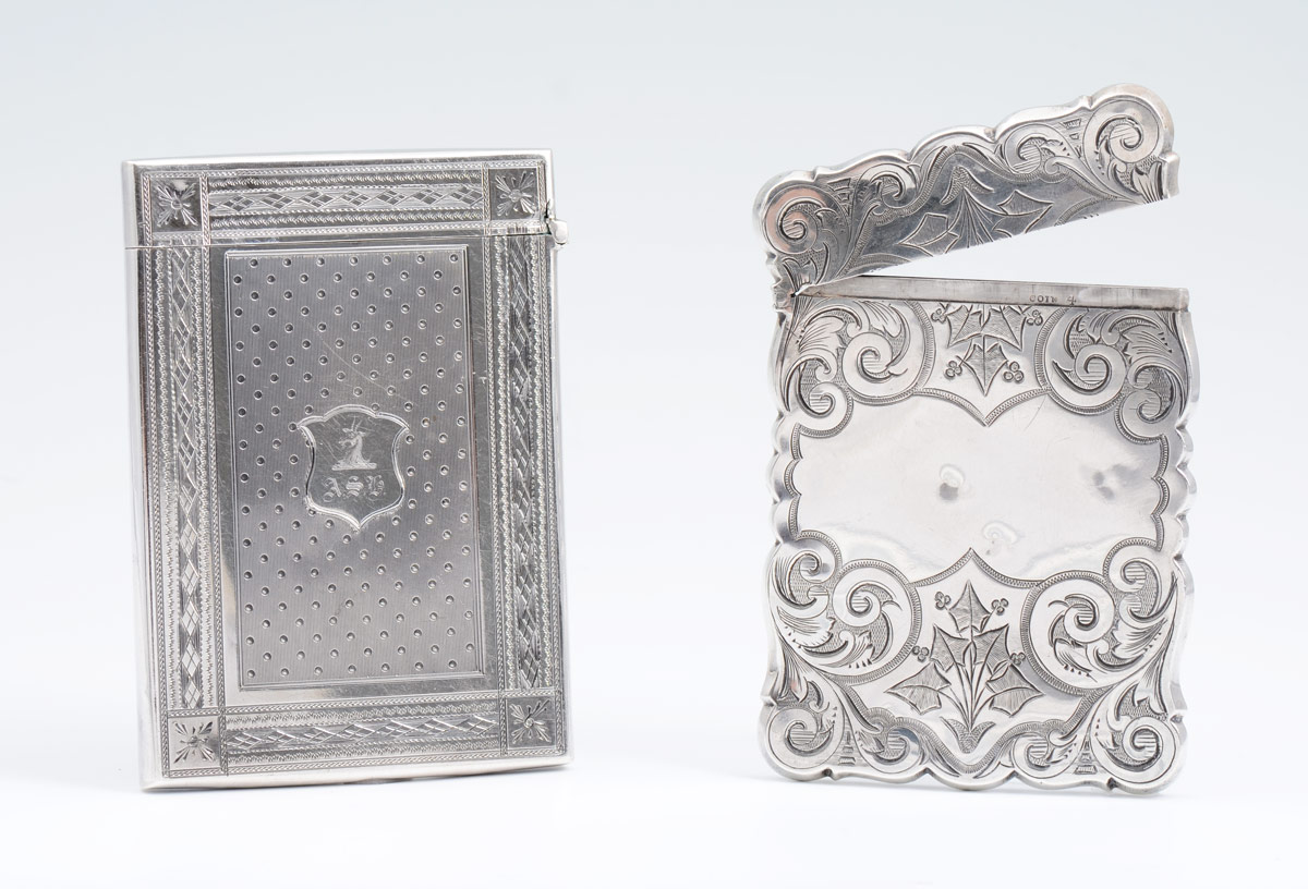 Appraisal: HILLIARD THOMASON ENGLISH STERLING CARD CASE PLUS ANOTHER pieces total