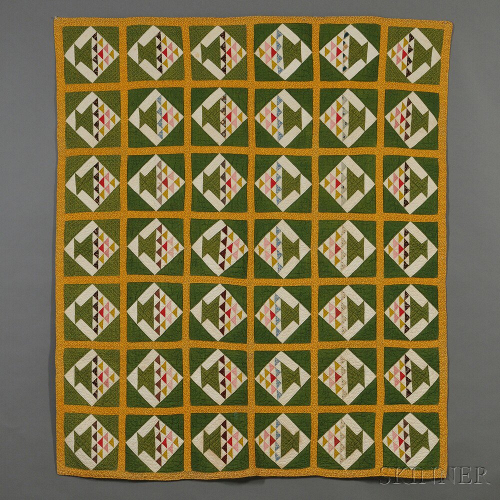 Appraisal: Pieced Cotton Basket Pattern Quilt America late th century with