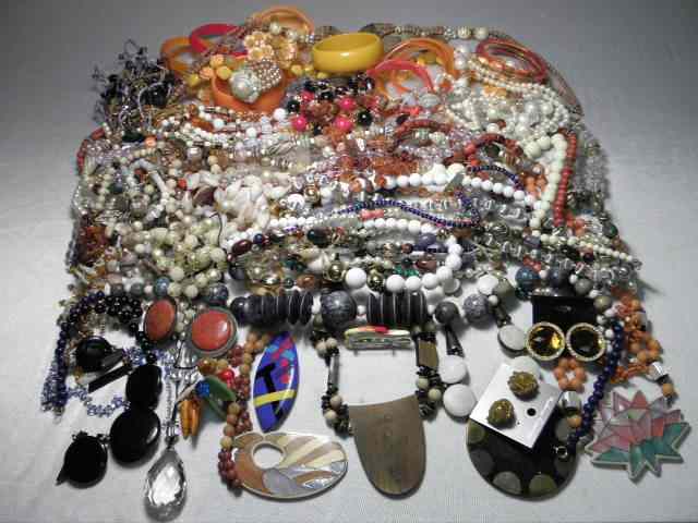 Appraisal: Box lot of assorted ladies costume jewelry Includes mostly beaded