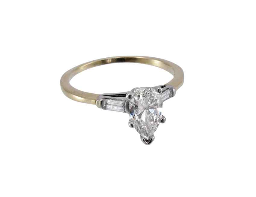 Appraisal: PEAR SHAPED CTW DIAMOND ENGAGEMENT GOLD RING K yellow gold