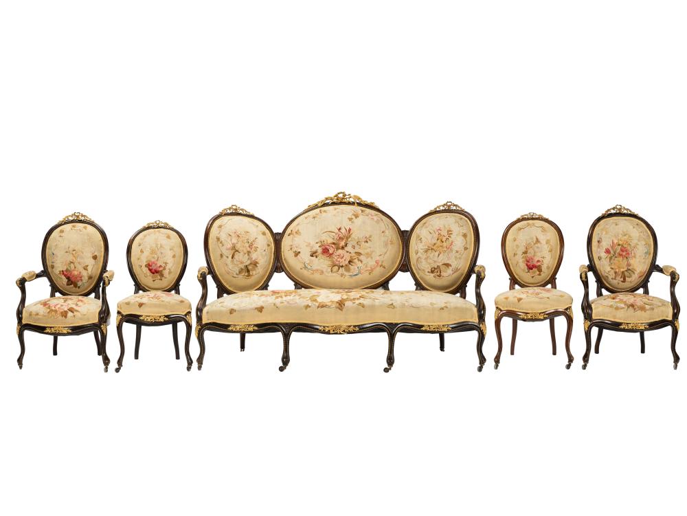 Appraisal: FIVE-PIECE ROCOCO-STYLE SALON SUITEcomprising a settee inches wide inches deep