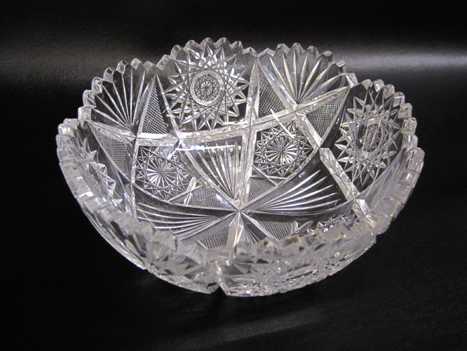 Appraisal: CLARK AMERICAN CUT GLASS BOWL finely cut with hobstar and