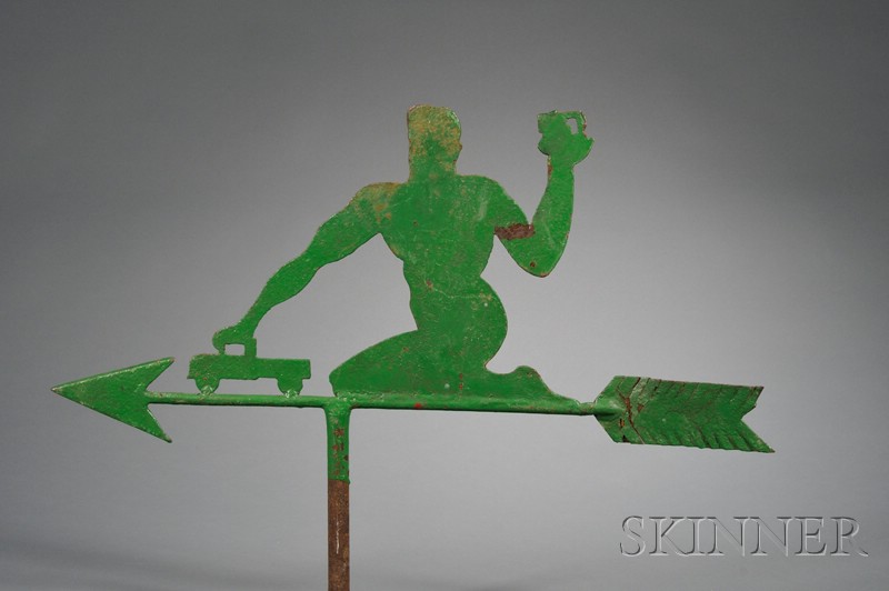 Appraisal: Green-painted Figural Sheet-Iron Weather Vane America mid- th century possibly