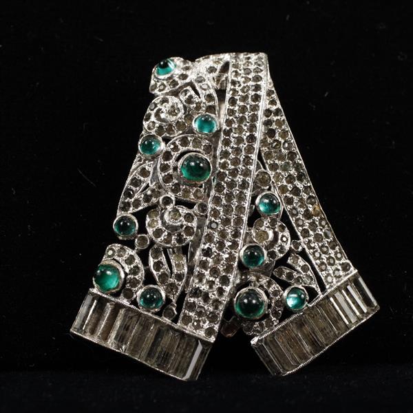 Appraisal: KTF Trifari Art Deco Diamante Fur Clip with emerald glass