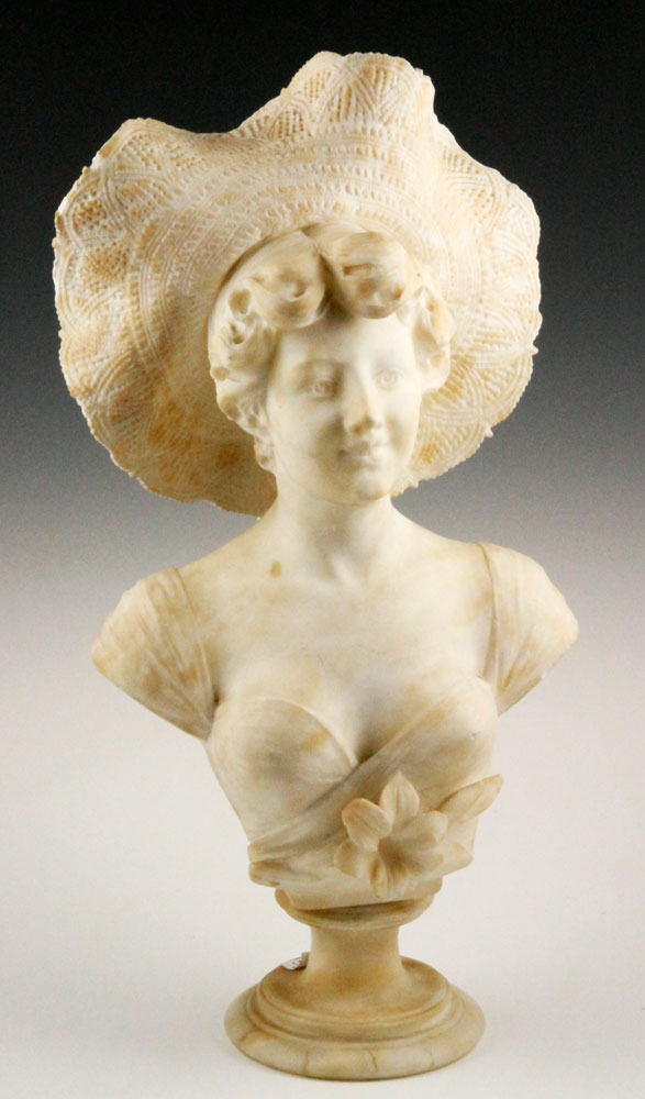 Appraisal: - Victorian Alabaster bust Victorian bust of a woman wearing