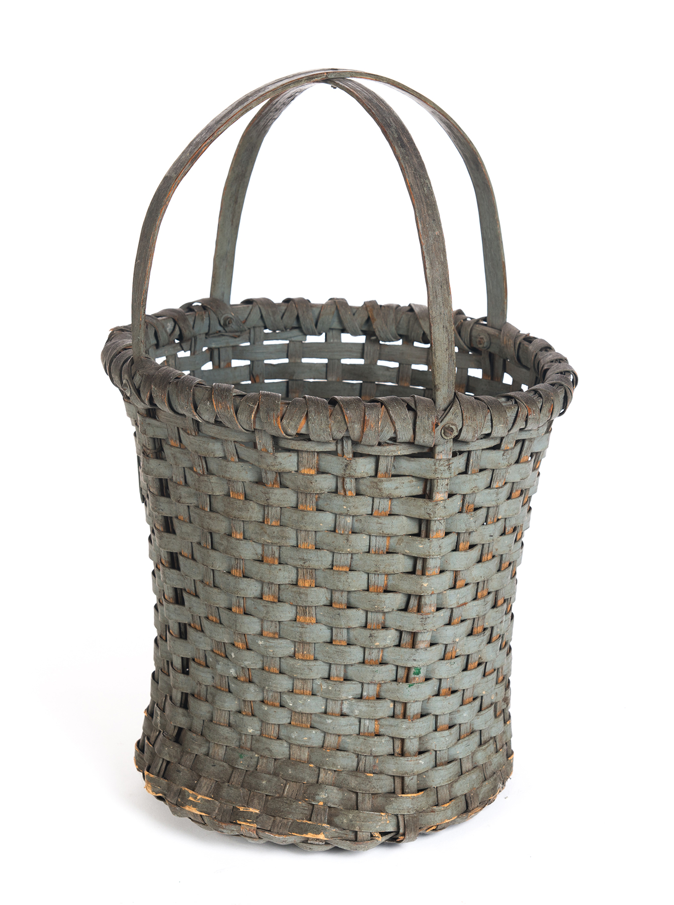 Appraisal: AMERICAN DECORATED BASKET Late th-early th century woven splint Two