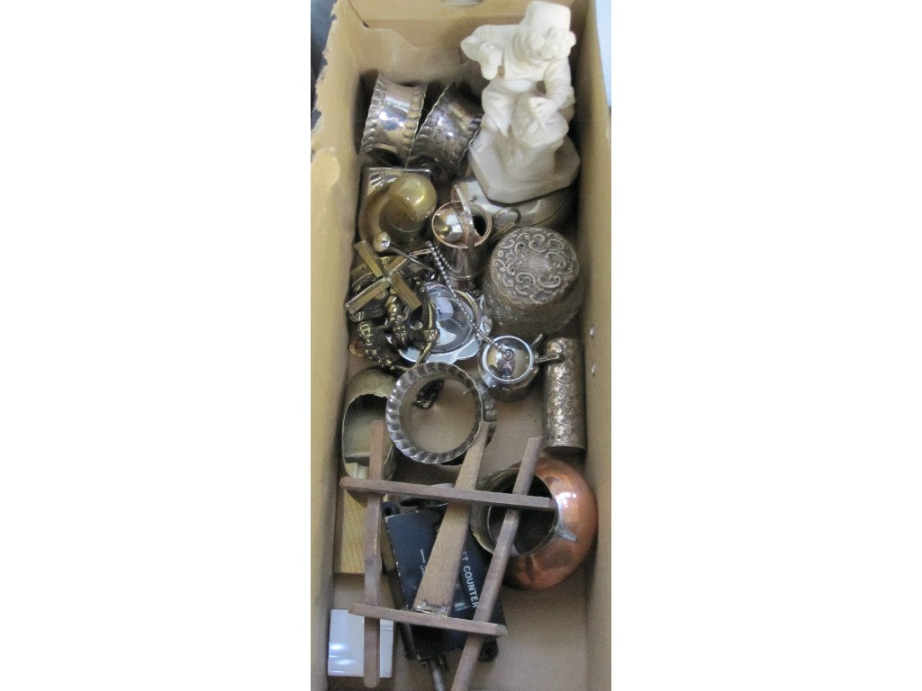 Appraisal: Box of miscellania - silver scent bottle metalware etc