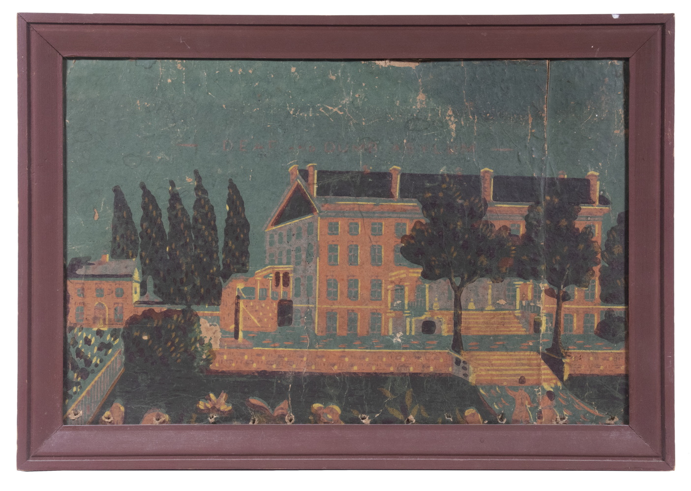 Appraisal: FRAMED WALLPAPER FRAGMENT - NYC DEAF AND DUMB ASYLUM 's