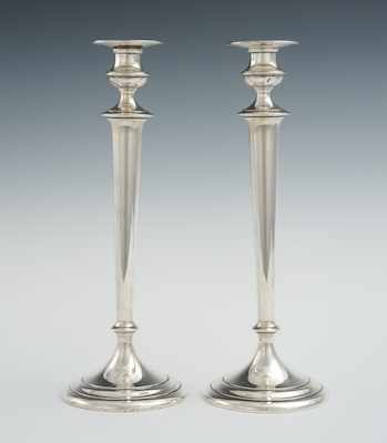 Appraisal: A Pair of Tall Sterling Silver Candlesticks by Gorham Simple