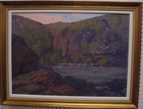 Appraisal: Gary Fifer American th C oil on canvas landscape with