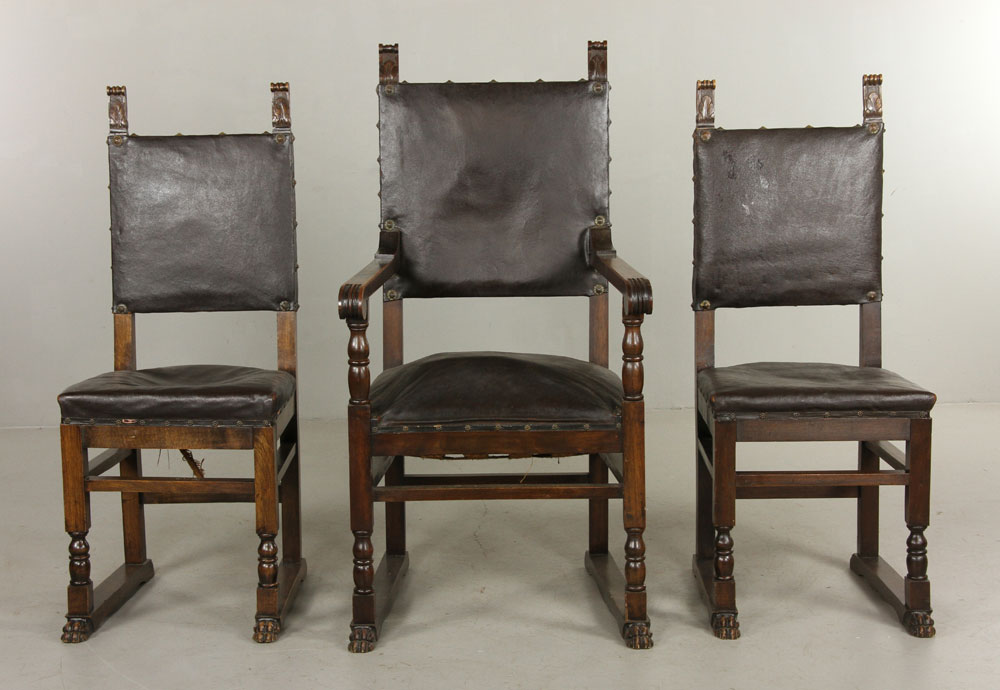 Appraisal: - th C Italian Chairs Set of three th century