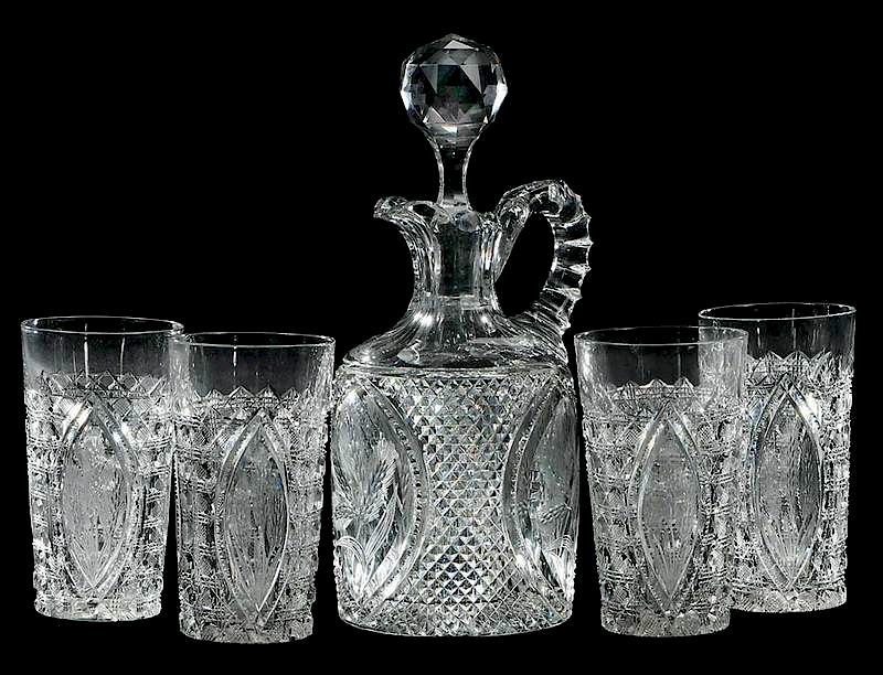 Appraisal: Cut Glass Pairpoint Wheat Sheaf Whiskey Tumblers attributed to Pairpoint