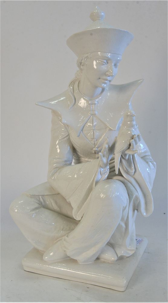 Appraisal: Large White Glazed Oriental Porcelain Figure of Man seated cross-legged