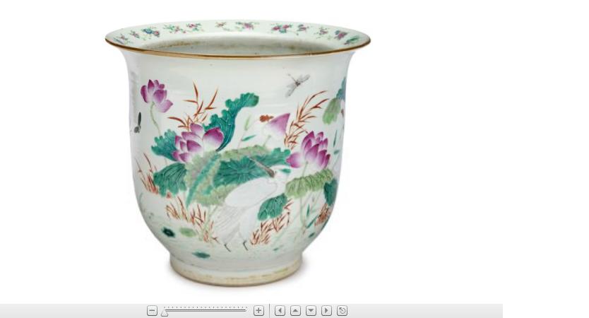 Appraisal: Chinese famille rose jardiniere and underp late Qing dynasty