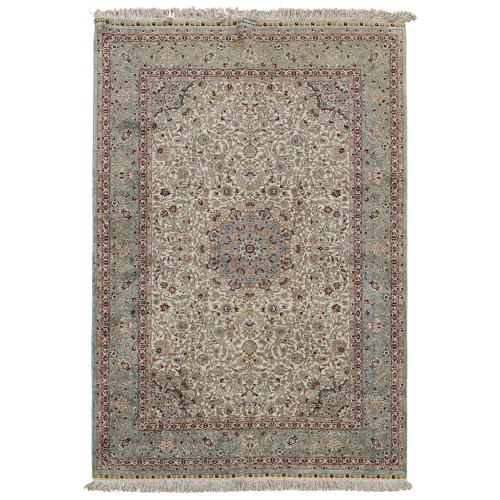 Appraisal: SILK HEREKE RUG WEST ANATOLIA INSCRIBED 'HEREKE' LATE TH CENTURY