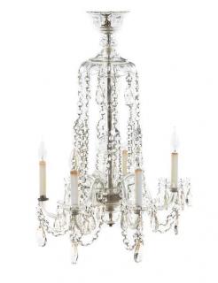 Appraisal: A Georgian Style Cut Glass Six-Light Chandelier th century the