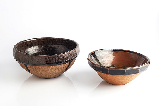 Appraisal: Janet Leach British - at Leach PotteryTwo bowlstenmoku glaze sidedeach