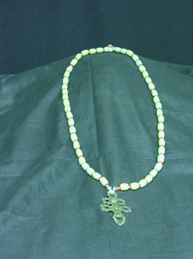 Appraisal: HUDSON BAY TRADE CROSS GLASS BEAD NECKLACE early 's German