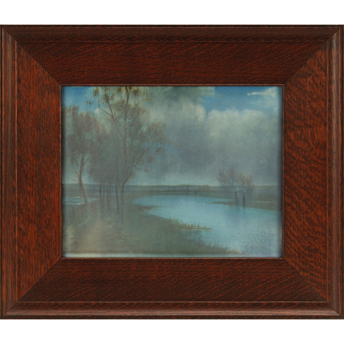 Appraisal: Rookwood plaque Vellum glaze with a landscape of trees along