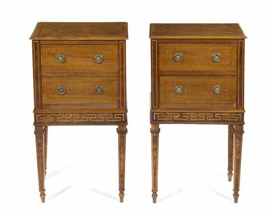 Appraisal: A Pair of Continental Mahogany Side Tables having a rectangular