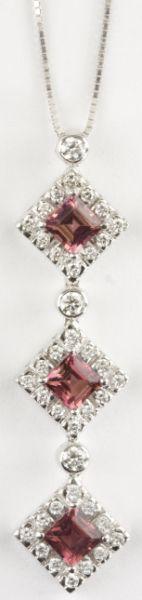 Appraisal: KT Pink Tourmaline and Diamond Pendant white gold the pendant