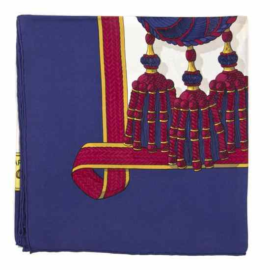 Appraisal: An Hermes Silk Scarf in a 'Frontaux et Cocardes' motif