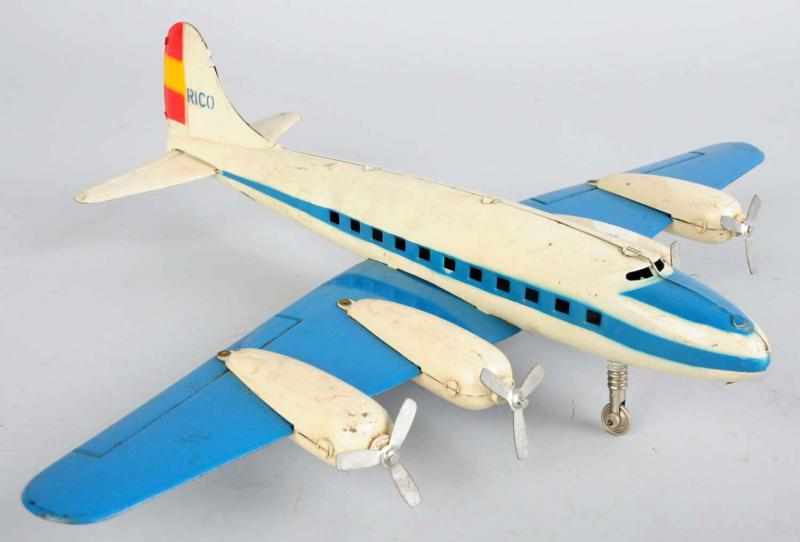 Appraisal: Tin Litho Rico Airplane Friction Toy Spanish Post-war Working Airplane