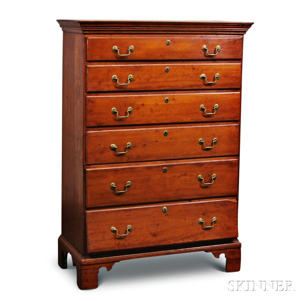 Appraisal: Chippendale Cherry Tall Chest New England late th century the