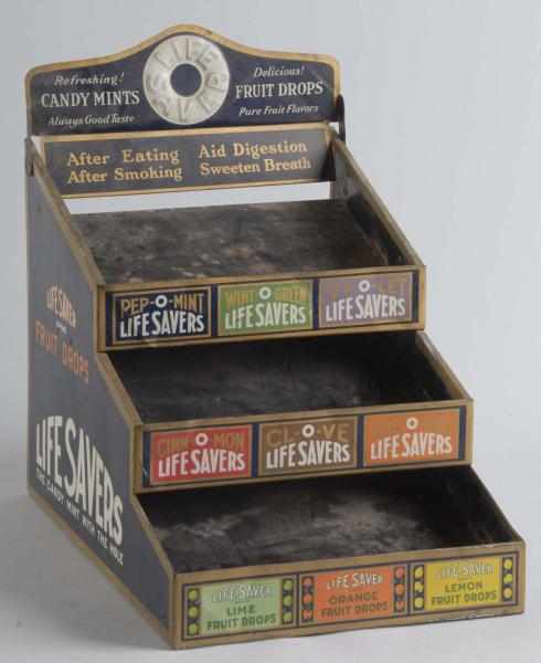 Appraisal: Tin Litho Life Savers Countertop Store Display Description Circa s