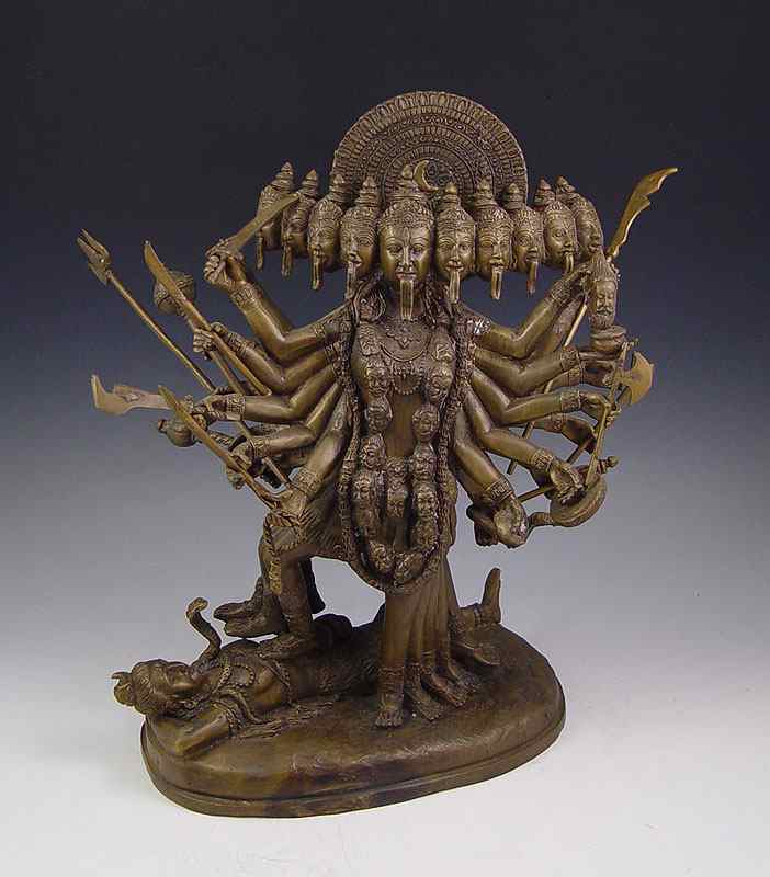 Appraisal: SOUTHEAST ASIAN BRONZE STATUE OF HINDU GODDESS KALI DEFEATING FEMALE