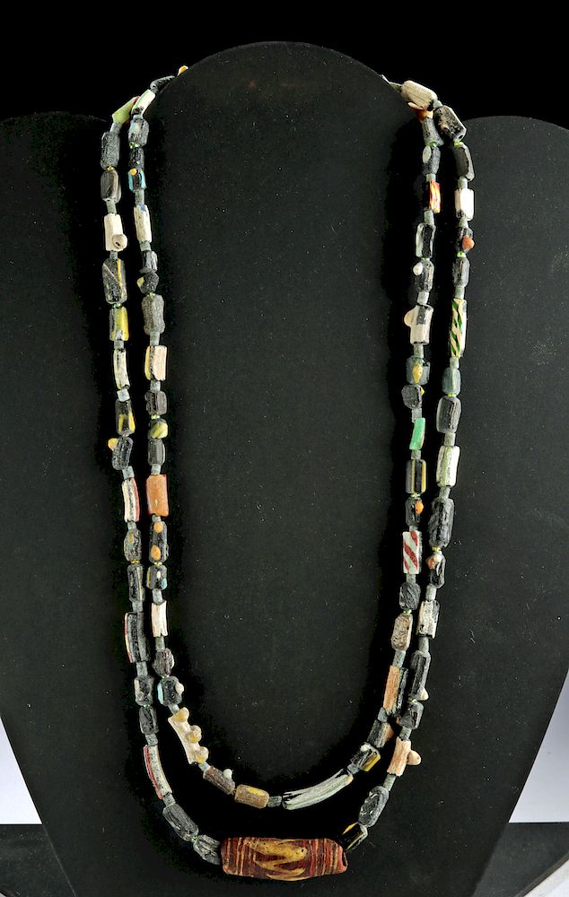 Appraisal: Wearable Roman Glass Double Strand Bead Necklace Originally Listed At