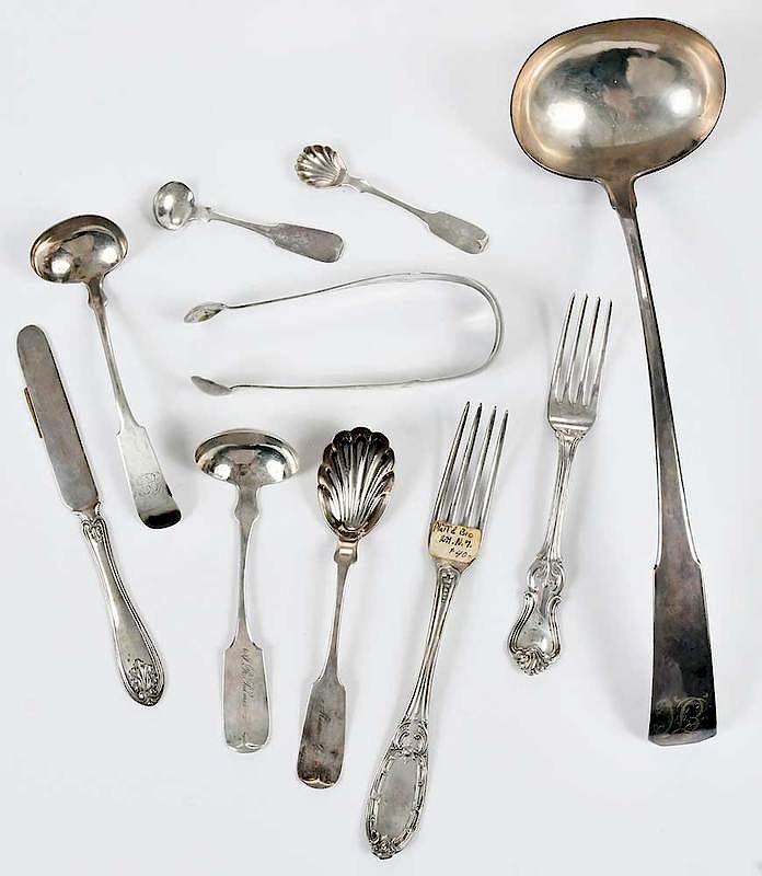 Appraisal: New York Coin Silver Flatware Pieces American th century including