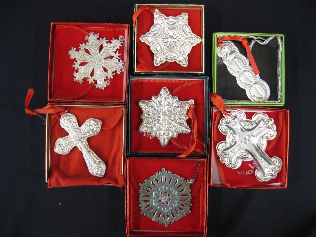 Appraisal: Sterling Silver Christmas Ornaments Wallace Towle mixed with boxed cloths