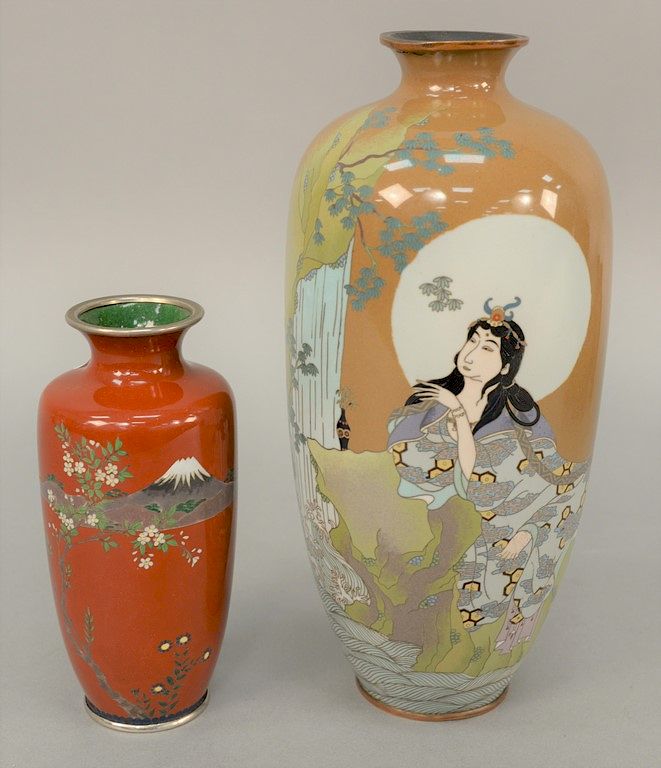 Appraisal: Two cloisonne enameled vases Japan Meiji th th century Meiji