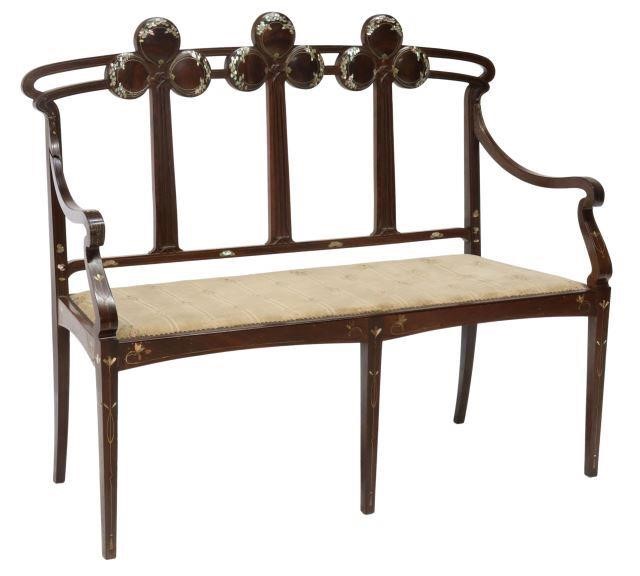 Appraisal: Italian Art Nouveau Stile Floreale rosewood settee attributed to Carlo