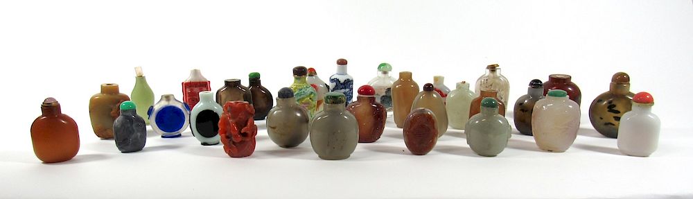 Appraisal: Group of Snuff Bottles Chinese glass stone and porcelain From